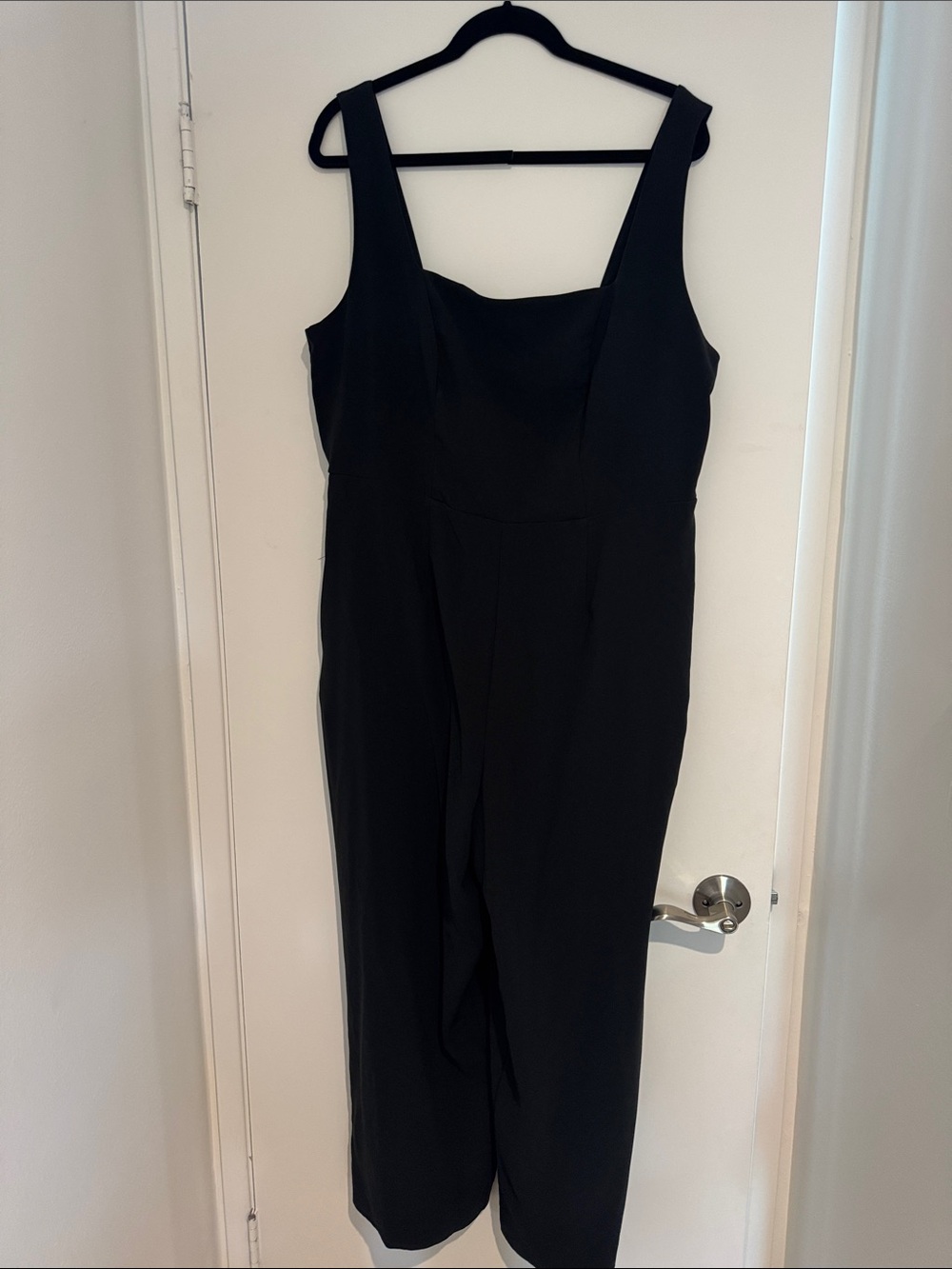 A New Day Black Wide-Strap Square-Neck Wide Leg Jumpsuit XXL side zip and pocket
